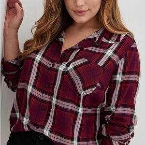 Torrid Lizzie Rayon Twill Button-Up Long Sleeve Shirt, Liv Plaid size 3